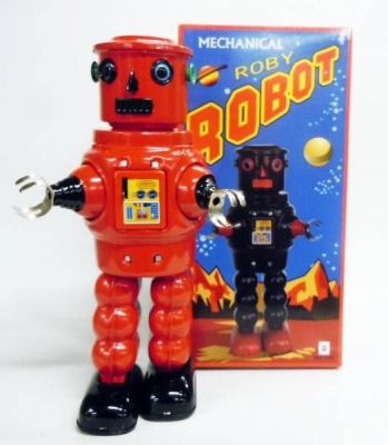 Robot - Mechanical Walking Tin Robot - Roby Robot (red) Ha Ha Toy MS640
