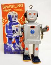 SPRING SALE! SPARKLING MIKE ROBOT WINDUP TIN TOY SCHYLLING 