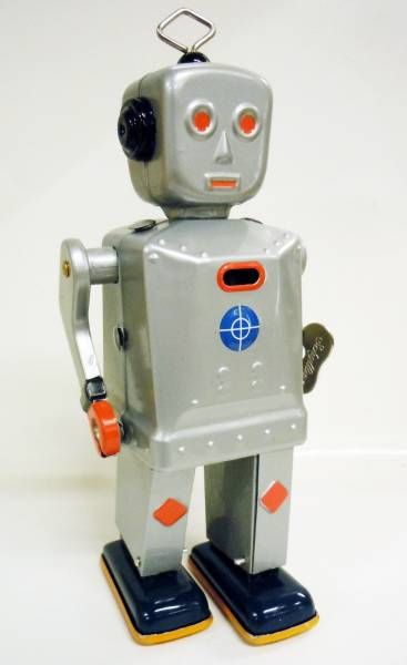 SPARKLING MIKE ROBOT Tin Wind Up vtg style zoomer spark walking mechanical Space 