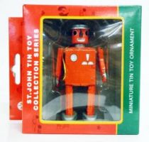Robot - Miniature Tin Robot Ornament - Atomic Robot Man (St.John Tin Toy) red