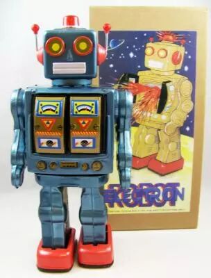 Robot - Robot Marcheur � Pile en T�le - Electron Robot (bleu) 01