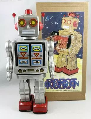 Robot - Robot Marcheur � Pile en T�le - Electron Robot (gris) 425X