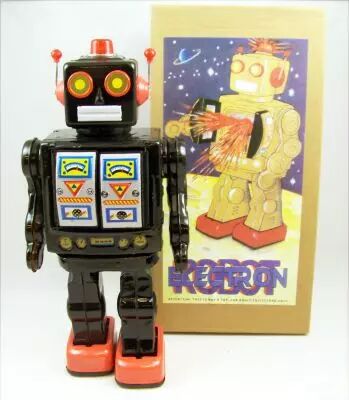 Robot - Robot Marcheur � Pile en T�le - Electron Robot (noir)