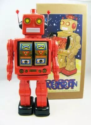 Robot - Robot Marcheur � Pile en T�le - Electron Robot (rouge) 01
