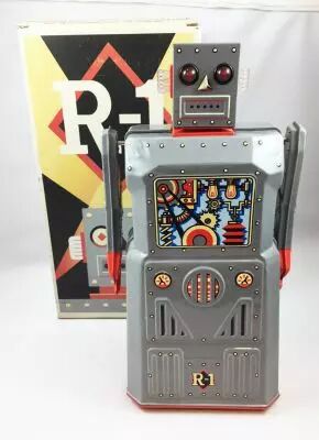 Robot - Robot Marcheur � Pile en T�le - Robot One R-1 (Rocket USA) Gris