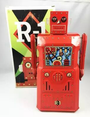 Robot - Robot Marcheur � Pile en T�le - Robot One R-1 (Rocket USA) Rouge