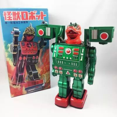 Robot - Robot Marcheur en T�le � Piles - Dino Robo (Metal House reproduction Horikawa)