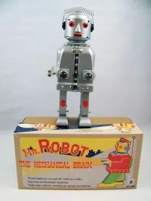 Robot - Robot Marcheur M�canique & � Pile en T�le - Mr. Robot the Mechanical Brain (Ha Ha Toys) 01