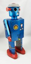 Robot - Robot Marcheur Mécanique en Tôle - Atomic Robot Man Géant Bleu (St.John Tin Toy)