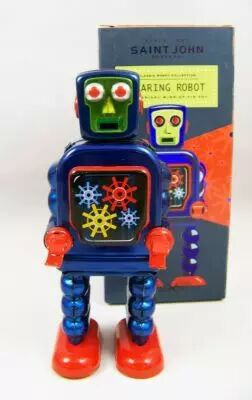 Robot - Robot Marcheur M�canique en T�le - Gearing Robot (St.John Tin Toy) 01