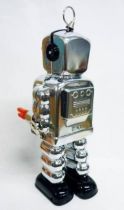Robot - Robot Marcheur Mécanique en Tôle - High-Wheel Robot (étincelant) argenté Ha Ha Toy