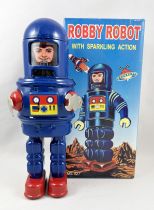 Robot - Robot Marcheur Mécanique en Tôle - Robby Robot \ Blue Astronaut\  (étincelant) MS427