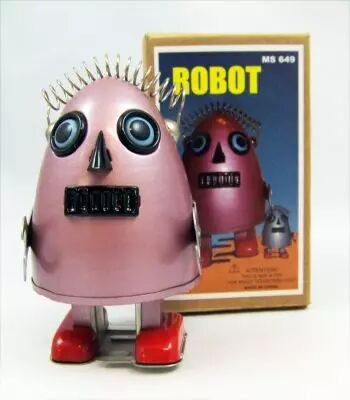 Robot - Robot Marcheur M�canique en T�le - Robot Oeuf Rouge (Ha Ha Toy)