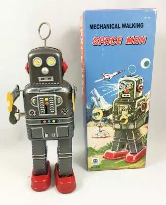 Robot - Robot Marcheur M�canique en T�le - Space Man \ Antenne\  (Ha Ha Toy) MS438