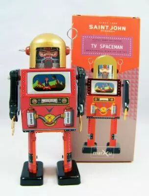 Robot - Robot Marcheur M�canique en T�le - TV Spaceman (St.John Tin Toy) 01