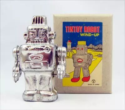 Robot - Robot Marcheur M�canique en T�le (�tincelant) Yonezawa