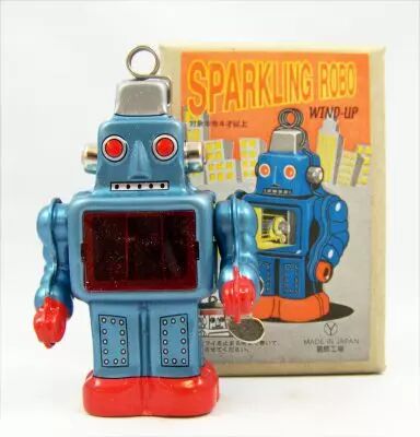 Robot - Robot Marcheur M�canique en T�le Porte-Cartes (�tincelant) Yonezawa