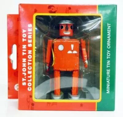 Robot - Robot Miniature d\'Ornement en T�le - Atomic Robot Man (St.John Tin Toy) rouge