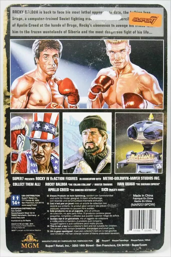SUPER7 ReAction Figura Action Figure Di Apollo Creed – 10 Cm, 5 Punti Di Articolazione, Collezione Rocky