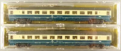 Roco 02271A Ech N Db 2 Voitures Grande Longueur Bpmz 2� Classe Am�nag�e Bleu & Cr�me Neuve Boite
