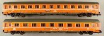 Roco 2262A 2262B Ech N Sbb Sff Ffs 2 Voitures Eurofima 1&deg; & 2&deg; Classe Am&eacute;nag&eacute;e Orange Neuve Boite