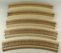 Roco 42555 Ho 5 x Curved Tracks R5 542,8 mm 30&deg; Roco Line Ballasted Roadbed Mint no Box