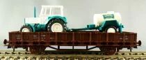 Roco 47167 Ho &Ouml;bb Wagon Plat Bord Bas 2 Essieux avec Tracteur Agricole & Remorque Citerne Circus Neuf Boite