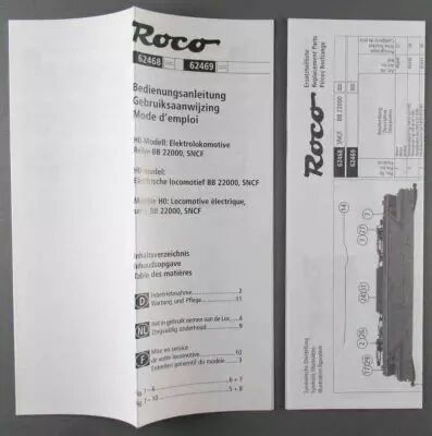 Roco 62468 62469 Ho Sncf Notices de Loco Electrique BB 2200