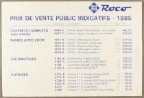 Roco Catalogue Fran&ccedil;ais 1985 Le Bon D&eacute;part Ho 30 Pages + Tarifs