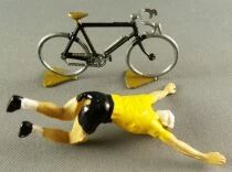 Roger - Cycliste Plastique V&eacute;lo M&eacute;tal - Maillot Jaune Bras Lev&eacute;s Amovible V&eacute;lo Noir TDF