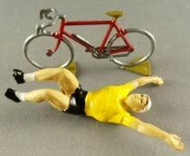 Roger - Cycliste Plastique V&eacute;lo M&eacute;tal - Maillot Jaune Bras Lev&eacute;s Amovible V&eacute;lo Rouge TDF