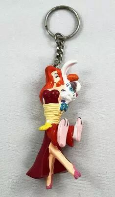 Roger Rabbit - Figurine Porte-cl�s PVC Disney 1987 - Roger & Jessica Rabbit attach�s