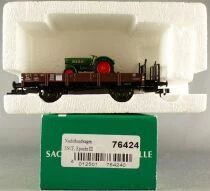 Sachsenmodelle 76424 Ho Sncf Flatbed Low-Sides Wagon with Tractor 2 Axles Nwf 606880 Era III Mint in Box