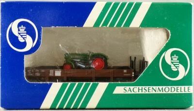 Sachsenmodelle 76424 Ho Sncf Wagon Plat Bord Bas Transport de Tracteur Agricole 2 Essieux Nwf 606880 Epoque III Neuf Boite