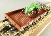 Sachsenmodelle 76424 Ho Sncf Wagon Plat Bord Bas Transport de Tracteur Agricole 2 Essieux Nwf 606880 Epoque III Neuf Boite