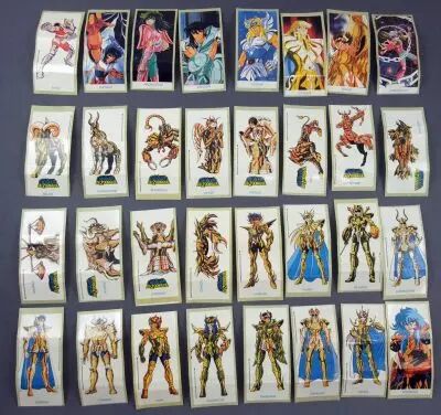 Saint Seiya Knights of the Zodiac - Complete set of 32 chewing-gum stickers - May Bonneuil France 1988