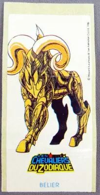 Saint Seiya Les Chevaliers du Zodiaque - Stickers de chewing-gum May Bonneuil France 1988 - L\'Armure du B�lier