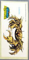 Saint Seiya Les Chevaliers du Zodiaque - Stickers de chewing-gum May Bonneuil France 1988 - L\'Armure du Cancer