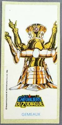 Saint Seiya Les Chevaliers du Zodiaque - Stickers de chewing-gum May Bonneuil France 1988 - L\'Armure des G�meaux