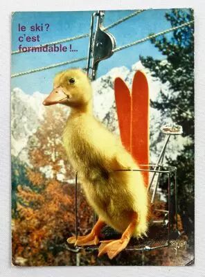Saturnin - Carte Postale Yvon (1966) - n�41 Saturnin aux sports d\'hiver