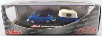 Schuco 21755 Ho 1/87 Porsche 356 Cabriolet Bleue avec Caravane Neuf Boite