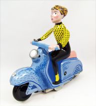 Scooter - Jouet mécanique en Tôle - Scooter Girl Bleu (Clock Work) 