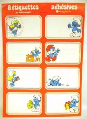 Smurfs - School self-stick labels Michel Okes Editions -  1 x self-stick labels set