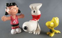 Snoopy & the Peanuts - 1979 Determined Production PVC Figures set : Charlie Brown, Lucy, Peppermint Patty, Woodstock, Snoopy