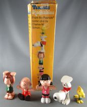 Snoopy et les Peanuts - Set de 5 figurine PVC Superposables Determined Production 1979 : Charlie Brown, Peppermint Patty, Lucy, 