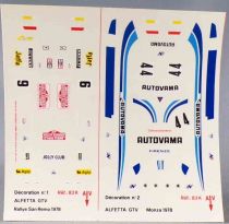 Solido Decal Sheet 1:43 for Alfetta GTV San Remo Monza 78