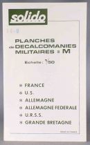 Solido Militaire 4 Planches Décalcomanies 1/50 France Us Allemagne Rfa Urss Gb