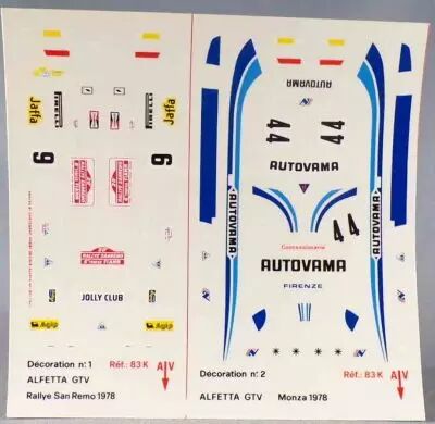 Solido Planche D�calcomanies 1/43 Alfetta GTV San Remo Monza 78