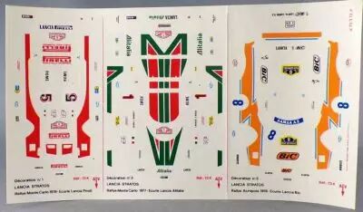 Solido Planche D�calcomanies 1/43 Lancia Stratos Pirelli Monte Carlo Bic Acropole 78 Alitalia Monte Carlo 77