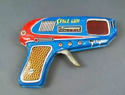 Space Gun - Pistolet � Friction et Etincelles (T�le) - Shudo (Japon) 1960\'s